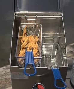 Bayou Classic 700-186 Fry Basket For 4-gal Stainless Bayou Fryer Features Cool Touch Handle Wire Mesh Basket Perfect For Frying Fish Shrimp Chicken Onion Rings Hushpuppies and Fries 2