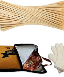 BETESINE 30" Marshmallow Roasting Sticks & 21in BBQ Meat Resting Blanket Combo – Perfect for Grilling, BBQ, and Campfire Cooking – Ideal for Hot Dogs, Sausages, Brisket