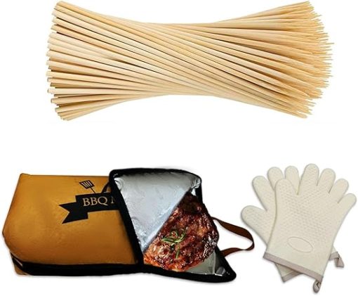 BETESINE 30" Marshmallow Roasting Sticks & 21in BBQ Meat Resting Blanket Combo – Perfect for Grilling, BBQ, and Campfire Cooking – Ideal for Hot Dogs, Sausages, Brisket