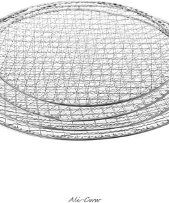 BBQ Grill Grate, BBQ Grill Mesh, BBQ Barbecue Grill Basket Mesh Wire Net Meat Fish Vegetable Tool (Silver 30cm) 2