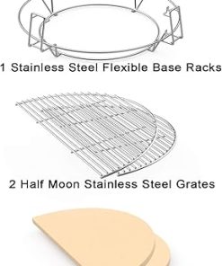 onlyfire Barbecue Cooking Grate System Grilling Accessory for Weber 22″ Kettle Grill and Other Similar Size Kettle Grills 2