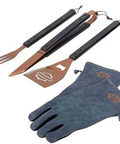 Harley-Davidson Grill Tool Set with Gloves, Stainless-Steel Barbecue 5-Piece Set