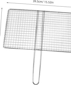 BESTonZON Clip Style Grill Baskets Stainless Steel Mesh Fish Grill Rack Outdoor Bbq Accessory 2
