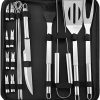 SEFAX Portable Camp Cooking Utensil Set, Stainless Steel Grilling Kit, Grill Accessories, BBQ Tools Set, Suitable for Travel, Picnics, RVs, Camping, BBQs (Size : 18pcs)