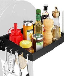 GRISUN Universal Grill Side Shelf for Pit Boss 540,700FB,1000 Series Pellet Grills,Side Table Shelf for Traeger 22,34,Pro 575,Pro 780,620,650,885,Grill Accessories for Camp Chef,Char Griller,Dyna-Glo