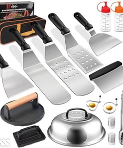 Griddle Accessories Kit, 24Pcs Grilling Accessories Set for Blackstone and Camp Chef, Flat Top Griddle Accessories Set with Scraper, Enlarged Spatulas, Basting Cover for BBQ