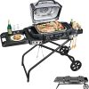 GRISUN Foldable Grill Cart for Ninja OG700–OG750 & Blackstone 22" | Portable BBQ Stand with Wheels, Side Table & Storage Basket