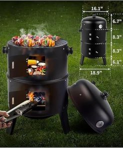 BBQ BBQ Grill 3 in 1 Outdoor Vertical Portable Meat Cooker Accessories 2