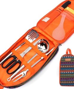 SEFAX Portable Camping Kitchen Utensil Set, Grilling and Camping Cooking Utensils Set, BBQ Tools Set, Grill Accessories, Suitable for Outdoor, Camping, Backyard (Color : A)