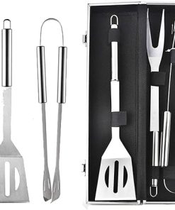 Grill Tool Set,Generic 3PCS BBQ Grill Cooking Utensils Tool - Stainless Steel BBQ Tools Grill Tools Set w/Aluminum Carrying Case for Backyard/Beach Barbecue Camping Picnics Outdoor Activities