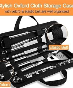 9/20Pcs BBQ Tools Set Stainless Steel Heavy Duty Grilling Accessories Kit Grill Utensils Set with Canvas Bag for Camping Outdoor (Size : 20pcs) 2