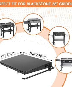 2PCS Foldable Griddle Side Shelf Kits for Blackstone 28″ Griddle Side Table with Paper Towel Holder 4 Utensil Hooks, Griddle Caddy for BBQ Accessories Grill Extra Shelf Ideal for Outdoor Cooking 2