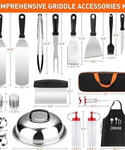 Griddle Accessories Kit, Wchiou 132 PCS Flat Top Grill Accessories for Blackstone and Camp Chef, Professional Grill BBQ Spatula Set with Basting Cover, Spatula, Scraper, Bottle, Tongs, Egg Ring 2