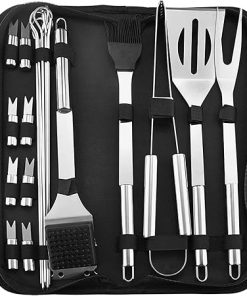 9/20Pcs BBQ Tools Set Stainless Steel Heavy Duty Grilling Accessories Kit Grill Utensils Set with Canvas Bag for Camping Outdoor (Size : 20pcs)