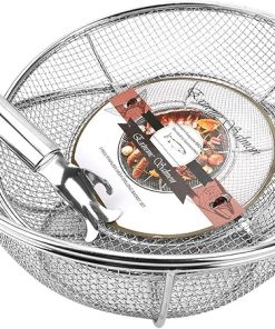 Grill Basket, Grill Accessories Set Heavy Duty Barbecue Grilling Basket Vegetables Stainless Steel Veggies Grill Topper Cookware with Handles Charcoal Gas Outdoor Grill Cooking