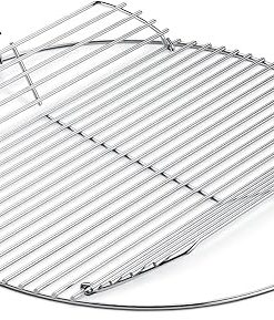 Hinged Cooking Grate for 22” Charcoal Grill, Round Charcoal Grate for Weber 7436, Grill Grate Replacement Part for Weber One-Touch, Smokey Mountain Cooker, 22" Kettle Charcoal Grill Parts with Handle