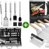 ROMANTICIST 23pc Must-Have BBQ Grill Accessories Set Bundle with 30PCS Flat Top Grill Tools Set for Outdoor Grilling, Teppanyaki - Heavy Duty Griddle Spatula Scraper Burger Press - Ideal Grill Set
