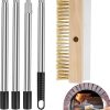 Pizza Stone Brush, Cleaning Scraper Tool, Barbecue Grill Accessory, Long Heat-Resistant Handle, 58.66x10.04 Inches Heavy-Duty Commercial Design, Ideal for Outdoor, Restaurant Use