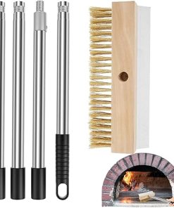 Pizza Stone Brush, Cleaning Scraper Tool, Barbecue Grill Accessory, Long Heat-Resistant Handle, 58.66x10.04 Inches Heavy-Duty Commercial Design, Ideal for Outdoor, Restaurant Use