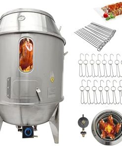 INTBUYING Roast Duck Oven 2800PA LPG Duck Roaster, Stainless Steel Gas Roast Duck Oven for Grill Chicken Turkey Barbecue with Pressure Reducing Valve 31.5x31.5x53in Duck Roaster Grill Oven