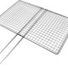 Toyvian Portable Stainless Steel Fish Grill Basket with Handle Mesh Vegetable Grilling Clip for Bbq Camping and Outdoor Cooking for Shrimp Chicken and Meat