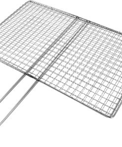 Toyvian Portable Stainless Steel Fish Grill Basket with Handle Mesh Vegetable Grilling Clip for Bbq Camping and Outdoor Cooking for Shrimp Chicken and Meat