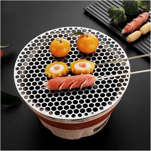 Reusable barbecue net,Bbq grill rack, Bbq Grill Rack Round Stainless Mesh,Stainless Steel Round Grill Net, BBQ Mat Carbon Furnace Steam Nets Barbecue Rack,for Outdoor Camping Picnic Tool(22CM)