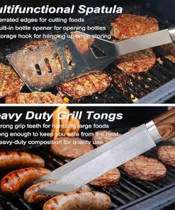 POLIGO 22 PCS BBQ Grill Accessories Set in Aluminum Case Bundle with 2 Different Types Safe Grill Brush and Scraper for All Barbecue Grills – Ideal Birthday Christmas Grilling Gifts for Men Dad 2