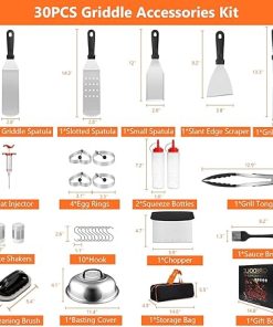 30PCS Griddle Accessories Kit, Flat Top Grill Accessories for Blackstone and Camp Chef, Griddle Accessories with Spatula, Basting Cover, Egg Rings for Outdoor BBQ, Camping, Teppanyaki 2