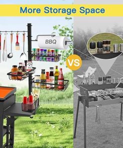 Griddle Caddy for Blackstone Griddle Accessories, BBQ Grill Caddy with Paper Towel Holder, Outdoor Kitchen Accessories for Camper, Grill Accessories Organizer, Picnic Utensil Condiment Caddy 2
