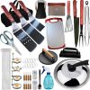 La Cuisine 49 pcs Flat Top Grill Griddle Accessories BBQ Tools, SS Spatulas Fork Knife Meat Press with Non-Slip Heat-Resistant Wood Handle and Most BBQ Essential Tools for Grill Blackstone