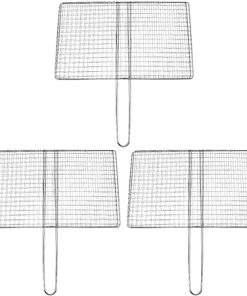 barbeque grill outdoor,Steak, Portable Kabob Skewers Accessories Accessories, Vegetables Grilling Rack Baskets, Basket Silver Supplies Wire Outdoor Nonstick Foldable Kebab, Shrimp, Grill Bonfire Net
