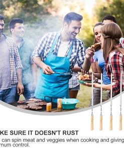 DOITOOL Marshmallow Roasting Forks 6pcs Stainless Steel BBQ Skewers Wooden Handle No Soak for Grilling BBQ 2