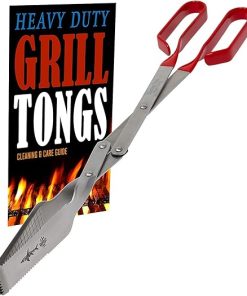 Shark BBQ Tongs Set (Two Pack) 13 & 17 In Grill Tongs and Meat Turners for Barbecue Grilling on Gas & Charcoal Grills – Two Red 2