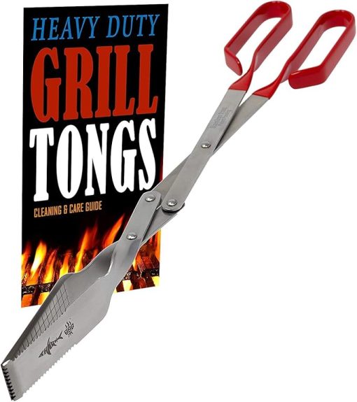 Shark BBQ Tongs Set (Two Pack) 13 & 17 In Grill Tongs and Meat Turners for Barbecue Grilling on Gas & Charcoal Grills - Red & Black - Image 2