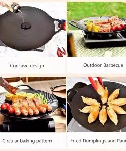 Barbecue Supplies,Iron Pans Set Outdoor BBQ Pans Cooking Pans Grilling Tool Grilling Plate Outdoor BBQ Grilling Pans Iron Baking Pans 2