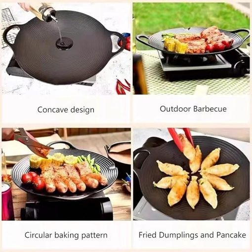 Barbecue Supplies,Iron Pans Set Outdoor BBQ Pans Cooking Pans Grilling Tool Grilling Plate Outdoor BBQ Grilling Pans Iron Baking Pans - Image 2
