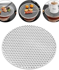 Reusable Barbecue net,BBQ Grill Rack, Grids Grates Stainless Steel Round BBQ Net Grill Mesh Roast Nets Bacon Grill Tool Iron Nets Camping Barbecue Accessories Grid Rack(30cm) 2