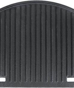 Hisencn 7438 Half Moon Grill Griddle for Kamado Joe Big Joe 24 Inch, Cast Iron Reversible Gridde for Big Green Egg XL, Pro Joe and Weber Summit Kamado E6/S6 Grills, Replacement for BJ-HCIGRIDDLE
