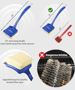 19″ Large Bristle-Free Steam Cleaning Grill Brush,Replaceable BBQ Cleaning Head,Safe Grill Accessories for Cast Iron/Porcelain/Weber Gas/Charcoal Grill,Grill Cleaner for Outdoor Grill 2