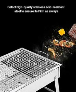 Charcoal Grill Set, Stainless Steel Portable Folding Charcoal Barbecue Grill, Barbecue Tool Kits for Outdoor Picnic Patio Backyard Camping Cooking 2