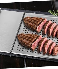 Ciieeo Grill Trays Food Tongs Set Outdoor Cooking Accessory Stainless Steel BBQ Plate and Tongs for Outdoor Grill 2