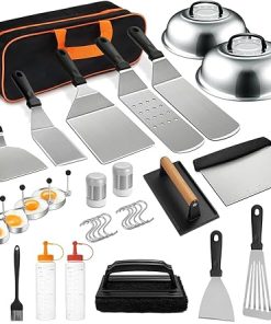 35pcs Griddle Accessories Kit, Flat Top Grill Accessories Set, Grill Spatula Set with Enlarged Spatulas, Basting Cover, Scraper for Outdoor Barbecue Etc,Great for Outdoor BBQ, Teppanyaki and Camping. 2