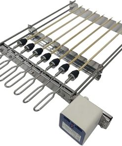 Tabletop Auto Flip Rotisserie Kit Universal Replacement Skewer Kebab Barbecue Grill Quick Install spit Outdoor Camping BBQ kebabish Free Width Adjustment Cooking Tool Accessories(DS7 S)