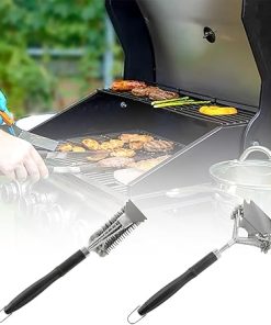 Grill Brush for Outdoor Grill,Grill Brush and Scraper,15" Stainless Steel Barbecue Cleaner,Suitable for Ceramic, Steel, and Cast Iron Barbecue Racks