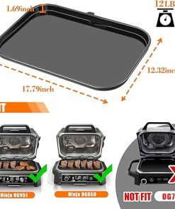 Cast Iron Griddle Plate for Ninja Woodfire Pro XL, OG800 and OG900 Series, Outdoor Flat Top Griddle Plate,Griddle Pan with Oil Hole, Ceramic Coating, Insert, Black 2