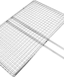 Kisangel Stainless Steel Fish Grill Basket Rack Durable Bbq Tool for Vegetables Fish for Outdoor Camping Grilling Easy to Clean Sturdy Design Mesh