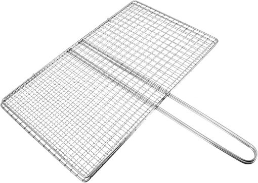 Kisangel Stainless Steel Fish Grill Basket Rack Durable Bbq Tool for Vegetables Fish for Outdoor Camping Grilling Easy to Clean Sturdy Design Mesh