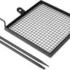 TITAN GREAT OUTDOORS Ash & Ember Adjustable Swivel Grill, Steel Mesh Wire Cooking Grate with Spike Pole, Open Fire Portable BBQ Camping Gear