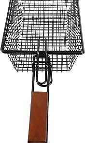 Grill Basket with Folding Wood Handle Non Stick BBQ Cooking Tray for Camping Outdoor Picnic Grill Vegetables Fish Meat Easy Dishwasher